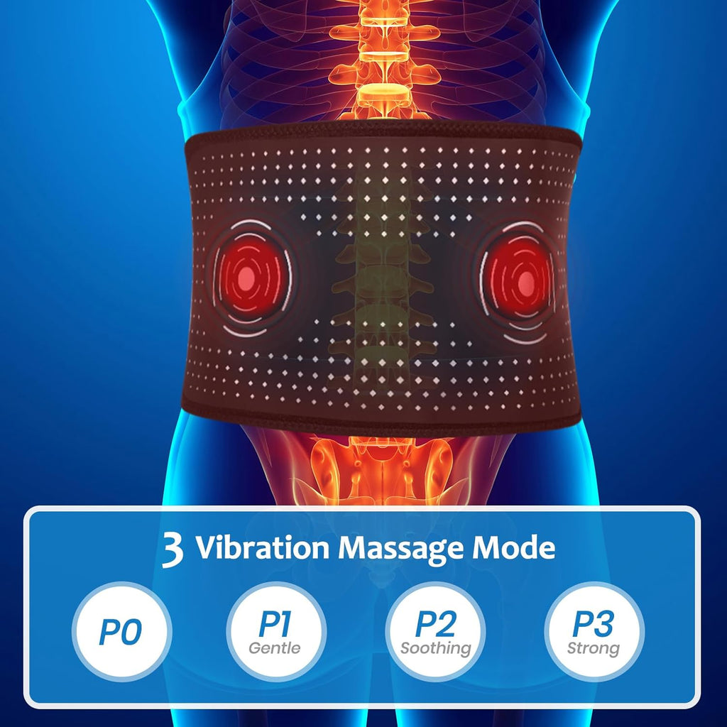 Cordless Rechargeable Red Light Therapy Belt, Wearable Infrared Light Therapy Belt with Quiet Massage & Vibration, Pulse Heating Red Light Therapy for Body, Muscle, Back, Joint Pain Relief