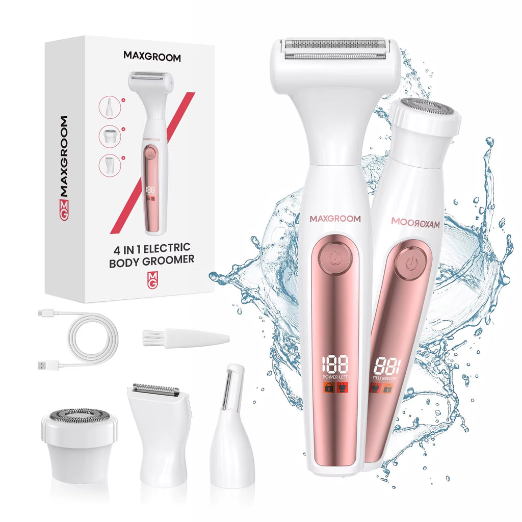 4 in 1 Body Hair Trimmer Kit for Women Electric Nose Ear Trimmer Rechargeable Razors for Groin IPX6 Waterproof Epilator