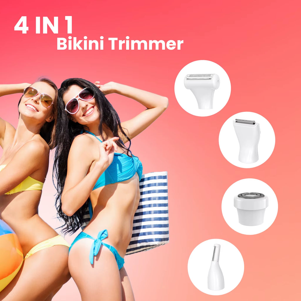 4 in 1 Body Hair Trimmer Kit for Women Electric Nose Ear Trimmer Rechargeable Razors for Groin IPX6 Waterproof Epilator