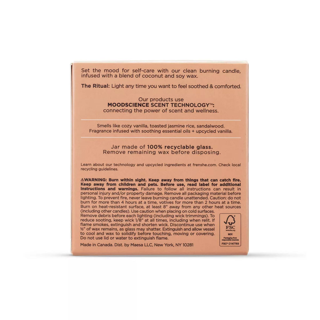 Being Frenshe Coconut & Soy Wax Reset Candle with Essential Oils - Cashmere Vanilla - 7Oz