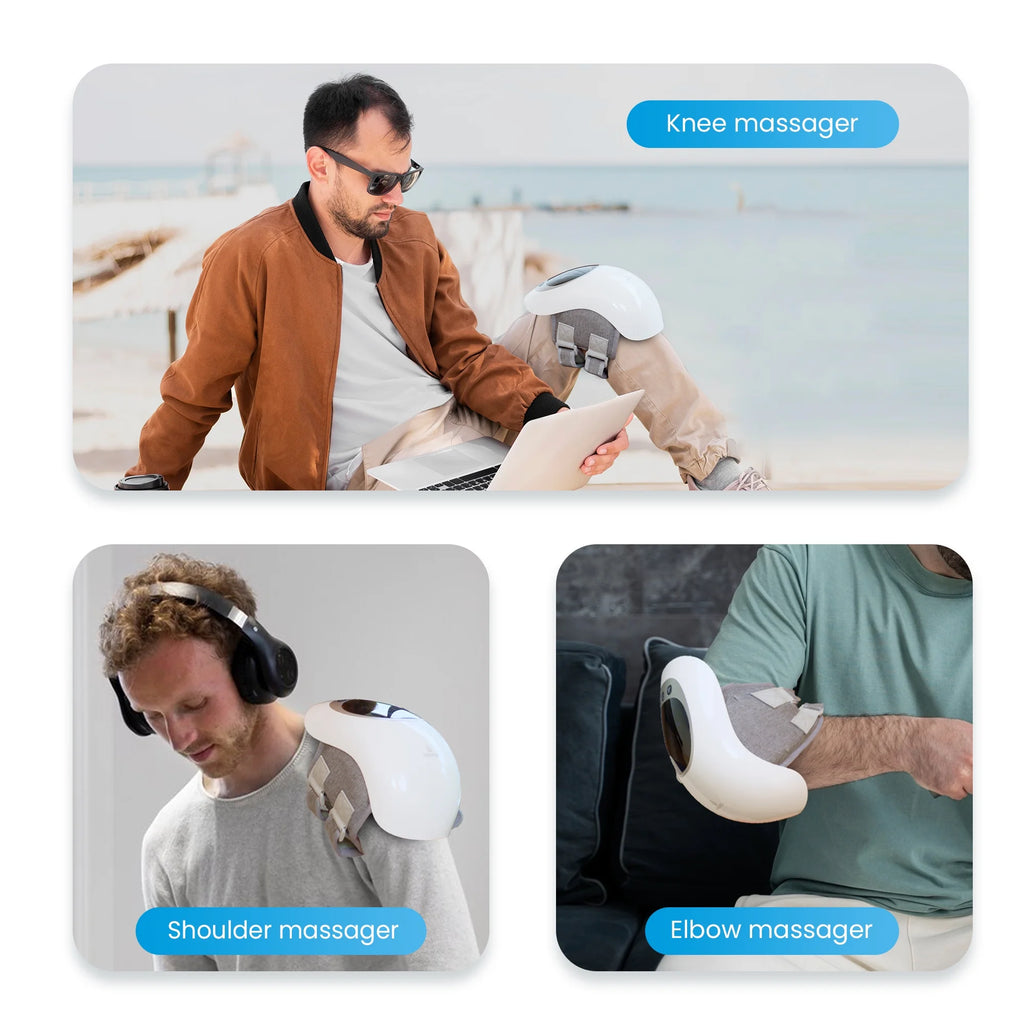 Cordless Knee Massager with Heat & Vibration, Rechargeable Knee Brace Wrap with LED Screen for Men, Gifts