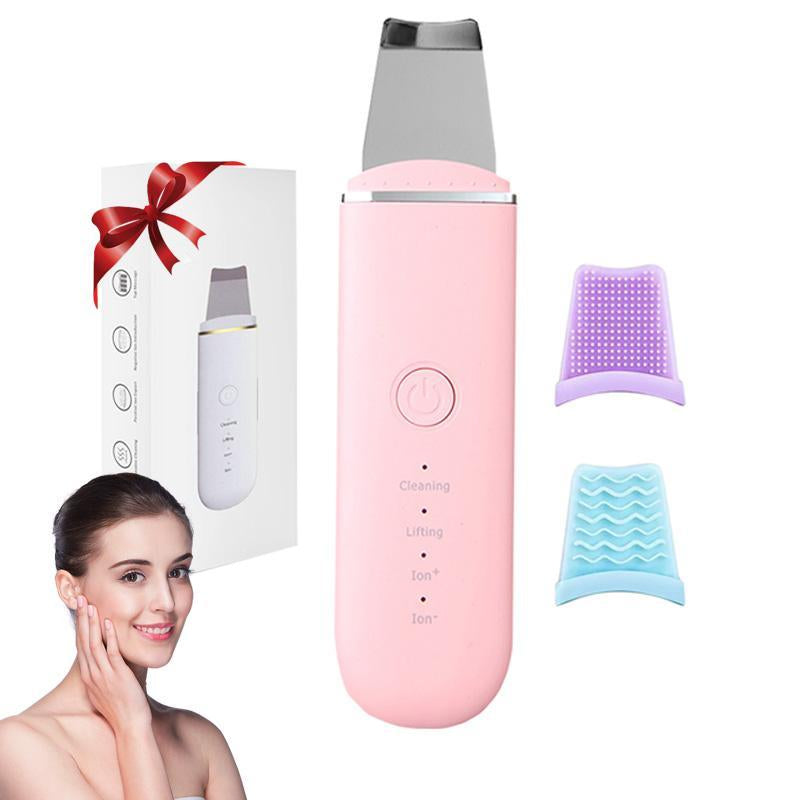 Rechargeable Ultrasonic Skin Scrubber, USB Rechargeable Facial Cleaner with High-Frequency Vibration Massage, Facial Skin Care Tool for Women, Christmas Gift, Stocking Fillers, New Year Gifts, Winter Gift