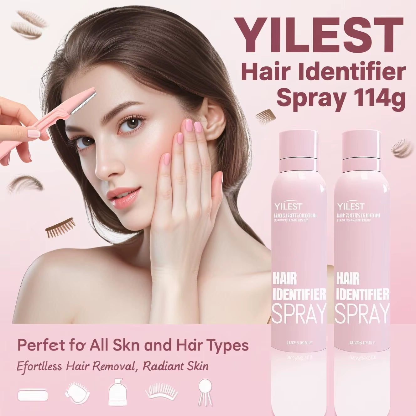 Professional Hair Identifier Spray for Facial Use - Makes Fine Hair Visible, Pre-Shave Preparation, All Skin Types, 114G