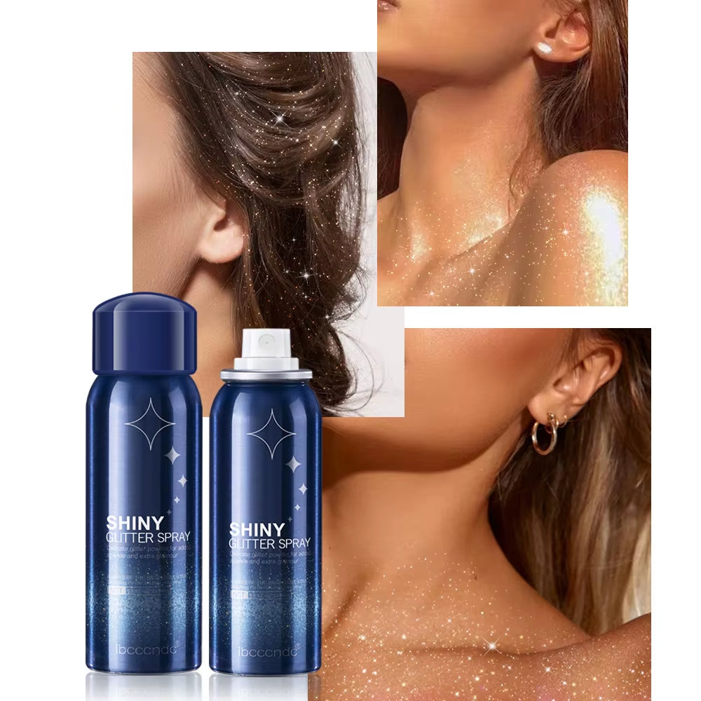 Shiny Glitter Spray for Hair Face Body High Gloss Glitter Powder Fine Mist Feeling Long-Lasting Party Club Glitter Spray