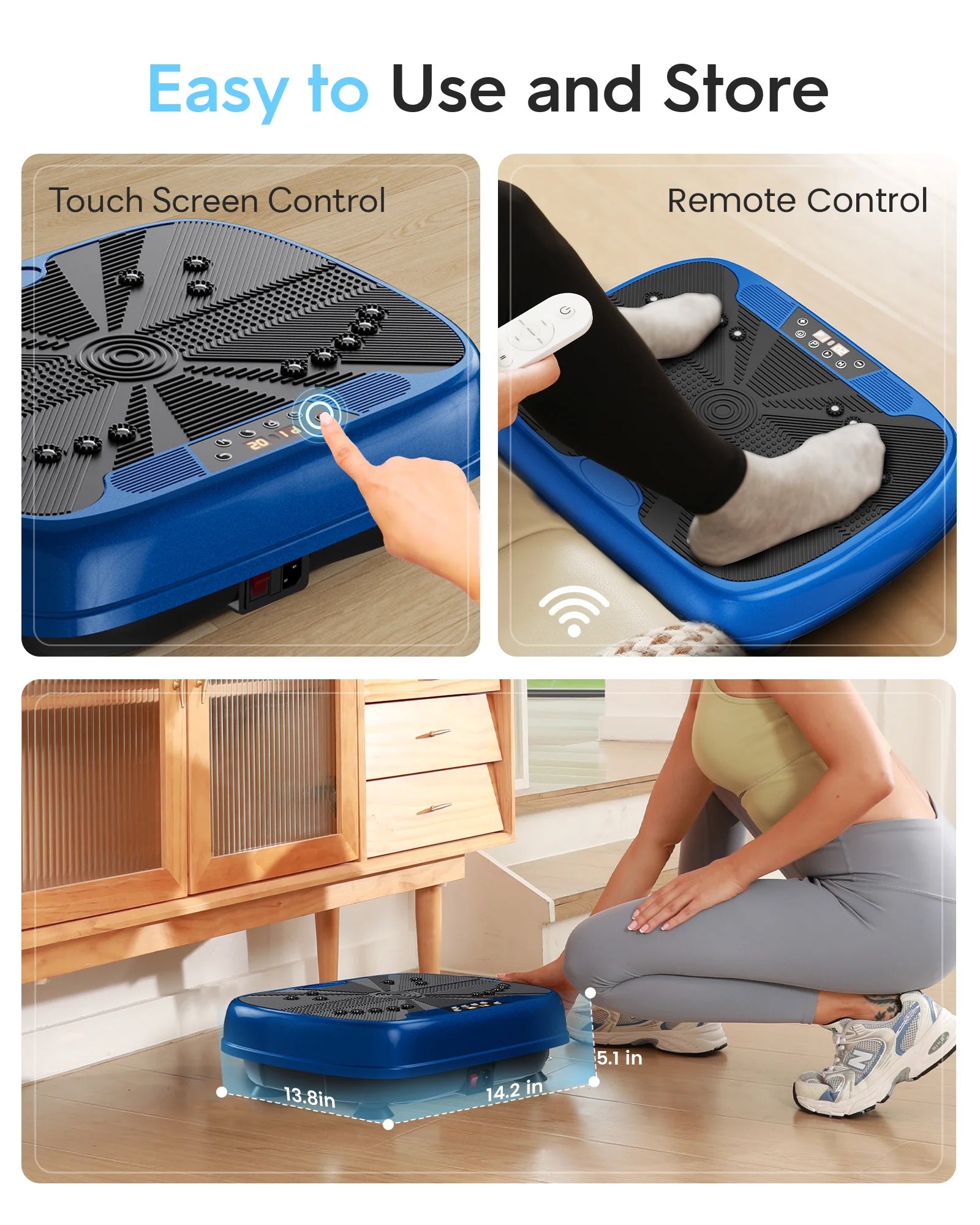 Vibration Exercise Machine, Power Waver Vibration Plate Platform for Lymphatic Drainage Whole Body，With 2 Resistance Bands, 120 Levels