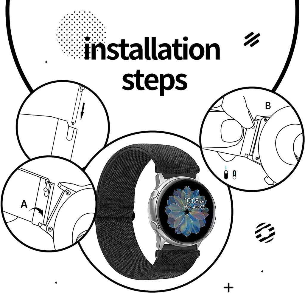 Shuyyo 20Mm Soft Nylon Replacement Band Compatible with Samsung Galaxy Watch Active 2 44Mm 40Mm/Galaxy Watch 5 Pro 45Mm/Galaxy Watch 5/Galaxy Watch 42Mm/Galaxy Watch 4 Classic 42Mm 46Mm/Gear Sport