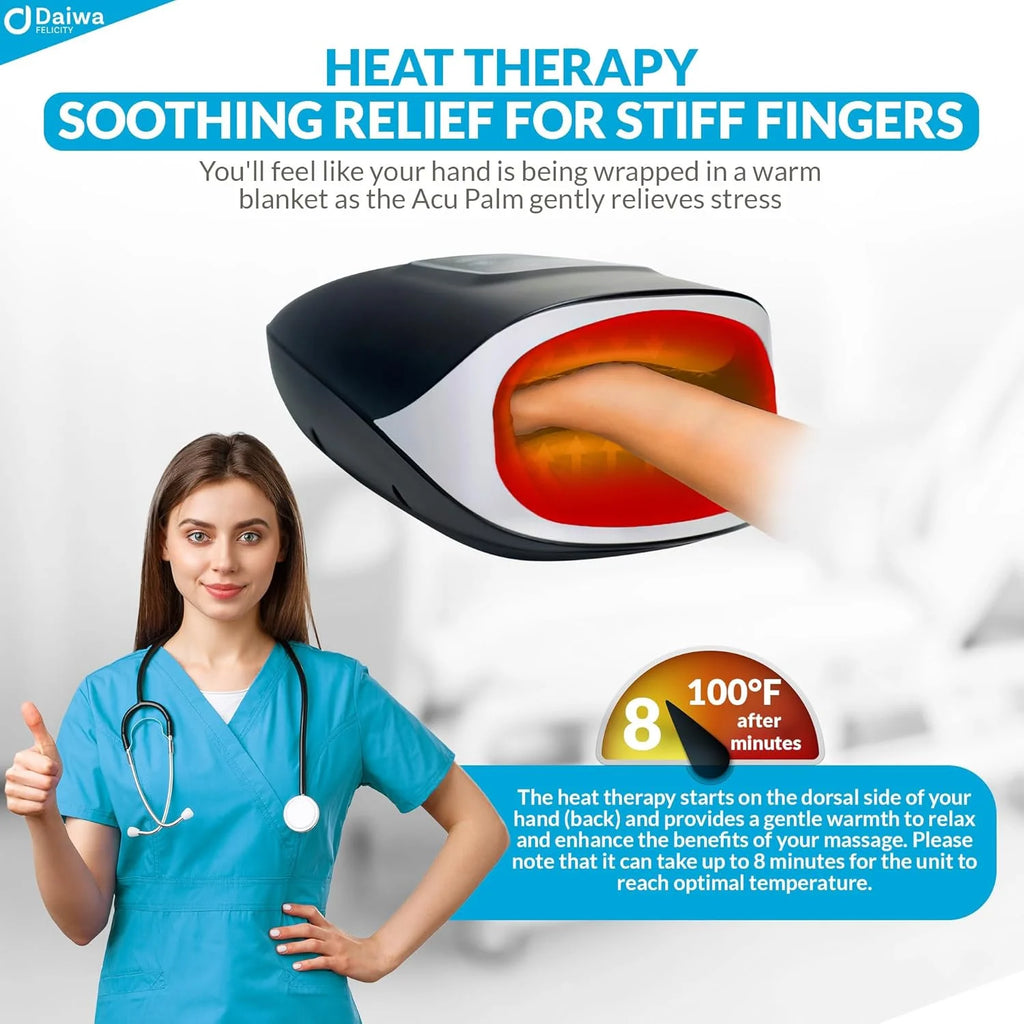 ACU PALM Cordless Hand Massager with Heat and Compression - FSA HSA Eligible Wrist and Hand Massager for Arthritis and Carpal Tunnel