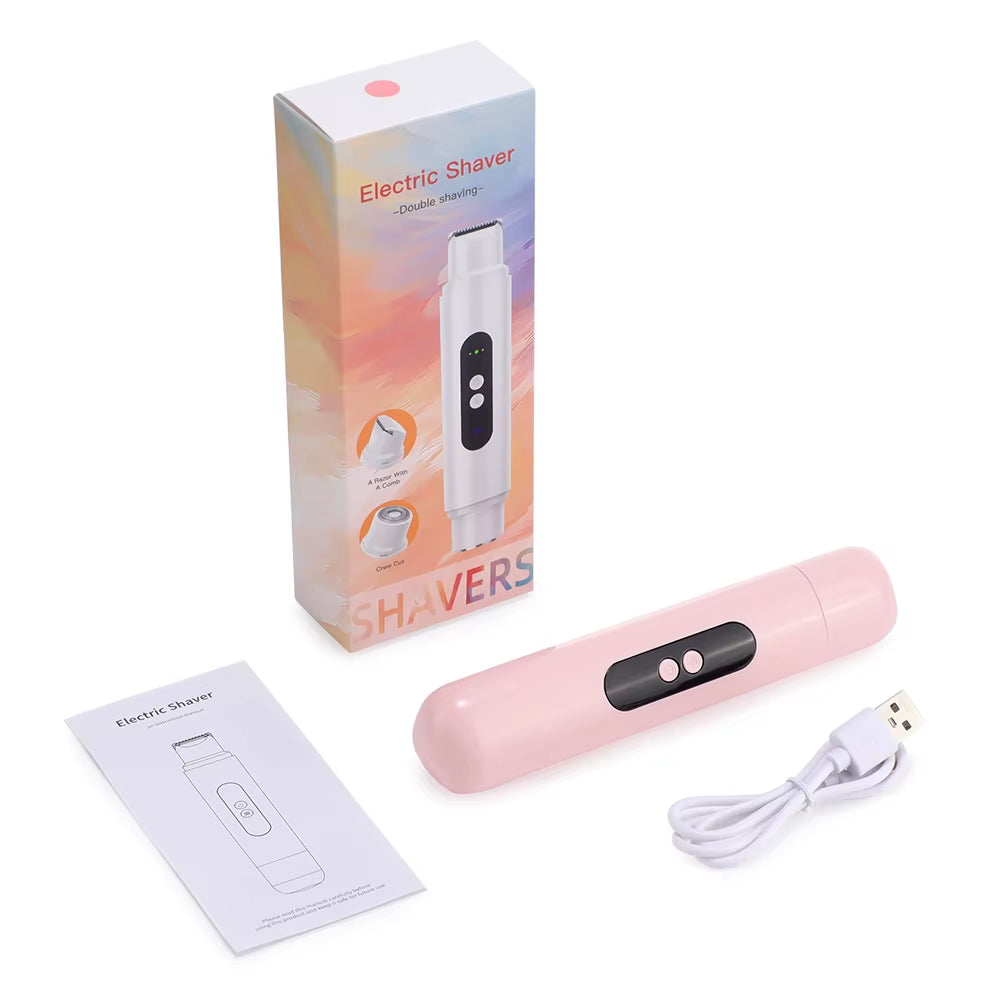 Electric Shaver for Women Waterproof Wet & Dry Hair Razors 2 in 1 Double Head Dual Bikini Hair Trimmer Detachable Head Shaver