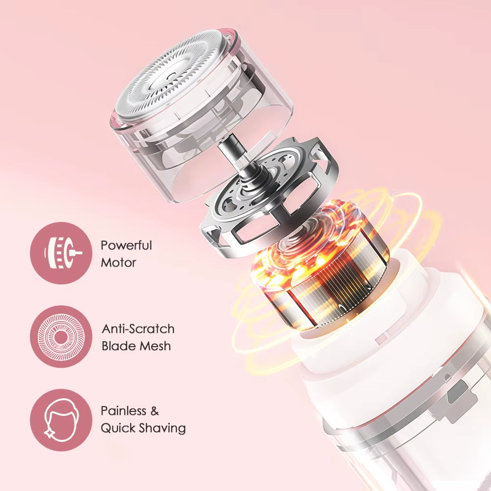 Electric Shaver for Women Waterproof Wet & Dry Hair Razors 2 in 1 Double Head Dual Bikini Hair Trimmer Detachable Head Shaver