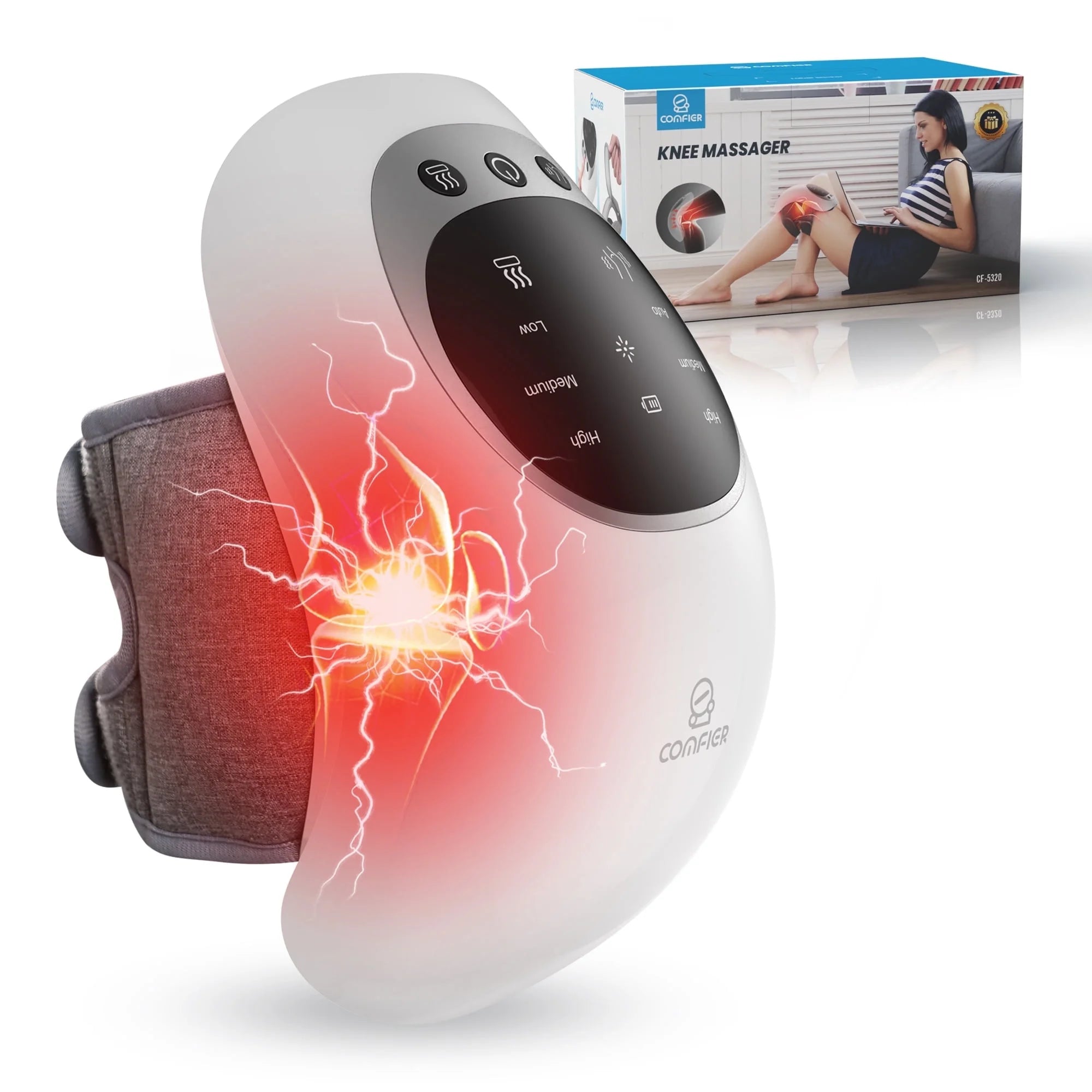 Cordless Knee Massager with Heat & Vibration, Rechargeable Knee Brace Wrap with LED Screen for Men, Gifts