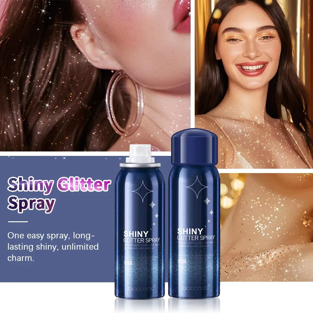 Shiny Glitter Spray for Hair Face Body High Gloss Glitter Powder Fine Mist Feeling Long-Lasting Party Club Glitter Spray