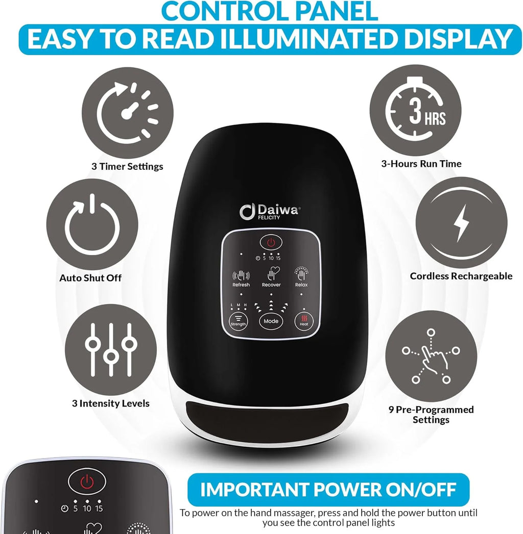 ACU PALM Cordless Hand Massager with Heat and Compression - FSA HSA Eligible Wrist and Hand Massager for Arthritis and Carpal Tunnel