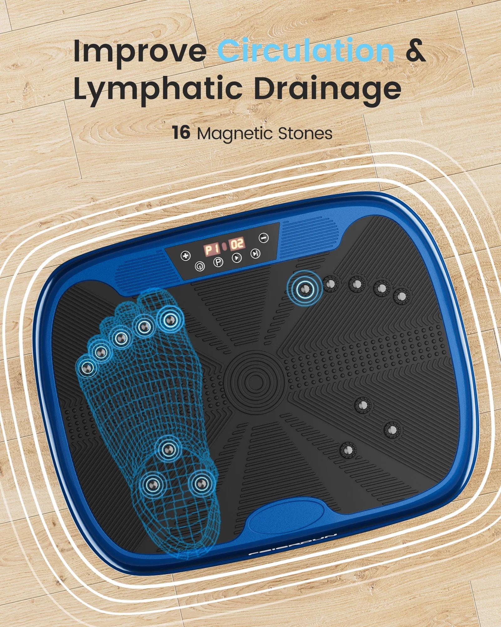 Vibration Exercise Machine, Power Waver Vibration Plate Platform for Lymphatic Drainage Whole Body，With 2 Resistance Bands, 120 Levels