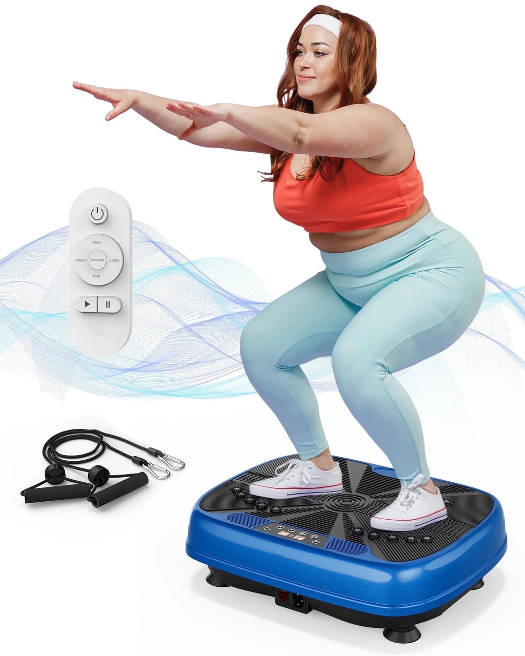 Vibration Exercise Machine, Power Waver Vibration Plate Platform for Lymphatic Drainage Whole Body，With 2 Resistance Bands, 120 Levels