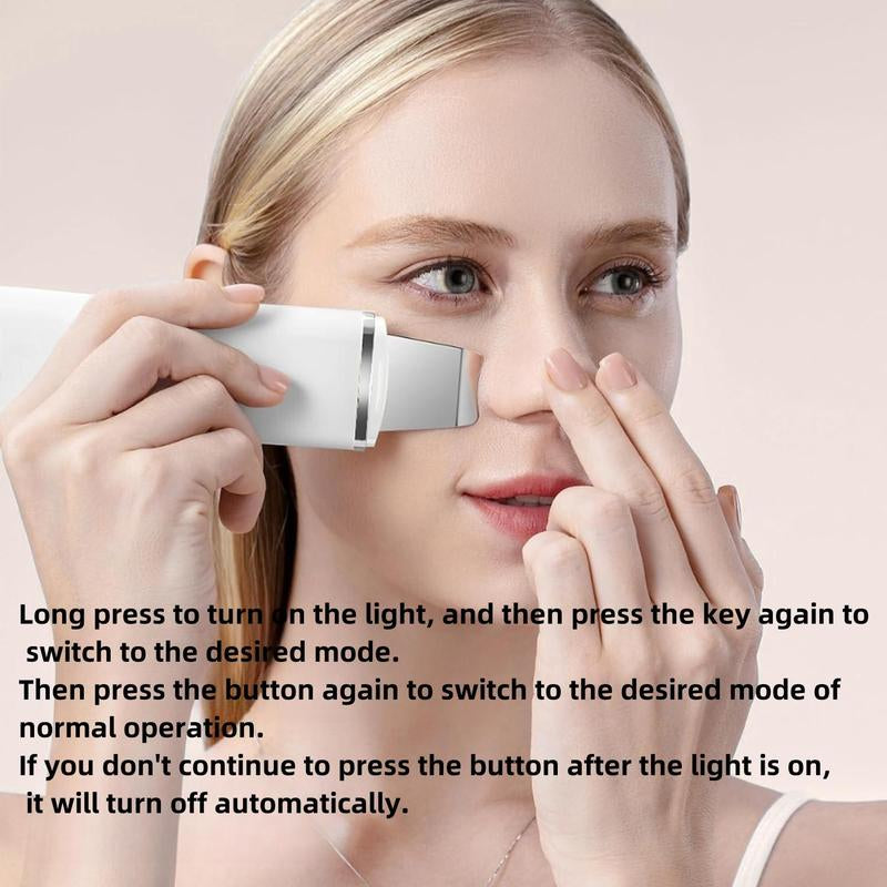 Rechargeable Ultrasonic Skin Scrubber, USB Rechargeable Facial Cleaner with High-Frequency Vibration Massage, Facial Skin Care Tool for Women, Christmas Gift, Stocking Fillers, New Year Gifts, Winter Gift