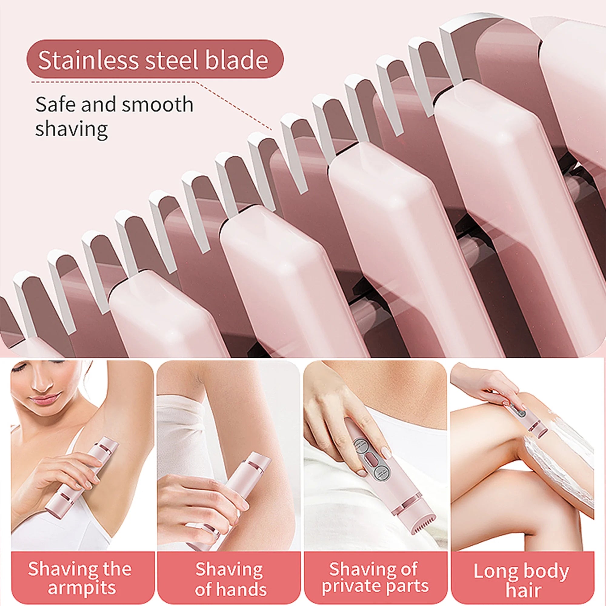 2 in 1 Bikini Trimmer for Women - Body / Facial Hair Removal for Women, Rechargeable Dual Head Electric Razor Shaver for Bikini Underarm Leg Arm Body Face, IPX7 Waterproof Wet & Dry Use