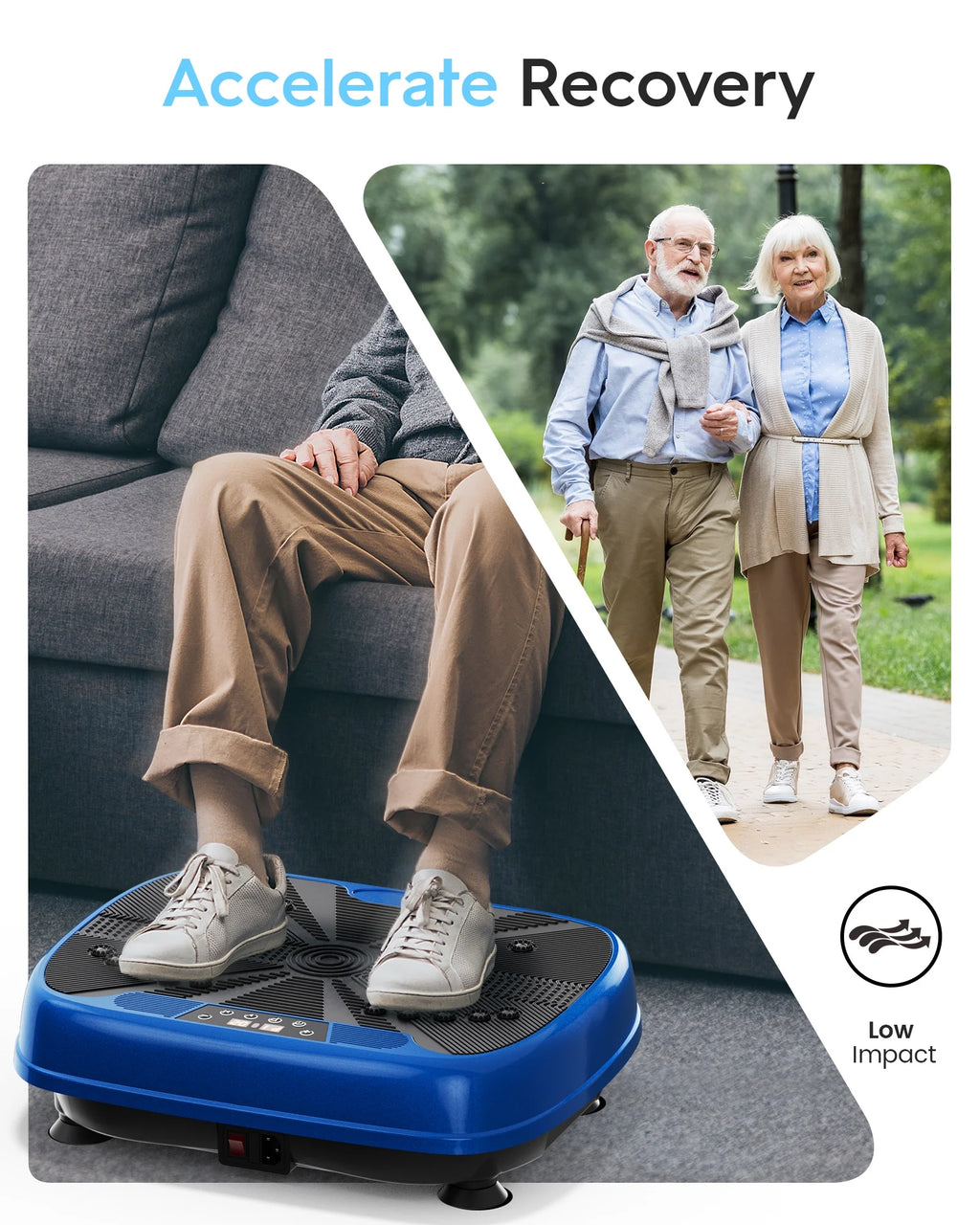 Vibration Exercise Machine, Power Waver Vibration Plate Platform for Lymphatic Drainage Whole Body，With 2 Resistance Bands, 120 Levels