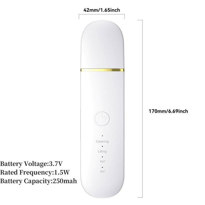 Rechargeable Ultrasonic Skin Scrubber, USB Rechargeable Facial Cleaner with High-Frequency Vibration Massage, Facial Skin Care Tool for Women, Christmas Gift, Stocking Fillers, New Year Gifts, Winter Gift