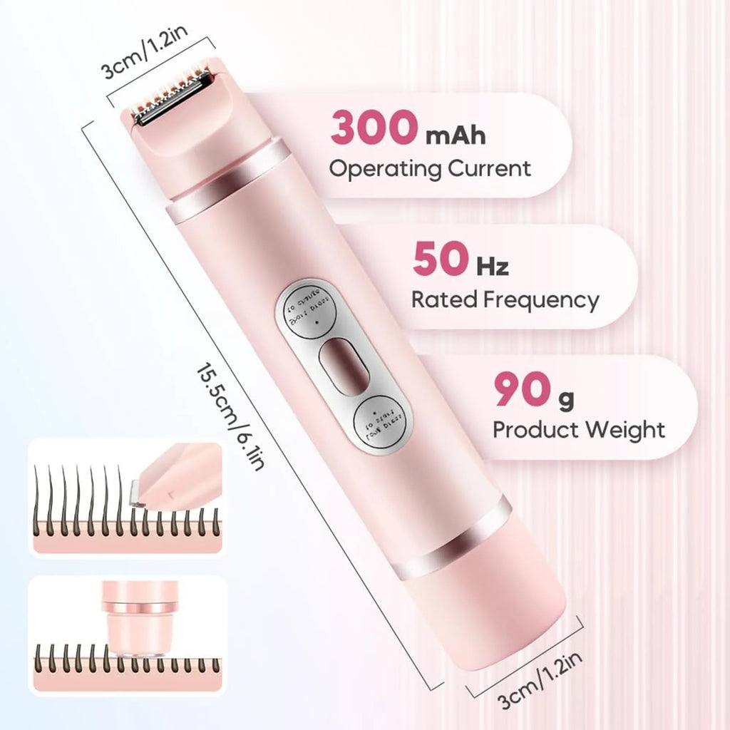 2 in 1 Bikini Trimmer for Women - Body / Facial Hair Removal for Women, Rechargeable Dual Head Electric Razor Shaver for Bikini Underarm Leg Arm Body Face, IPX7 Waterproof Wet & Dry Use