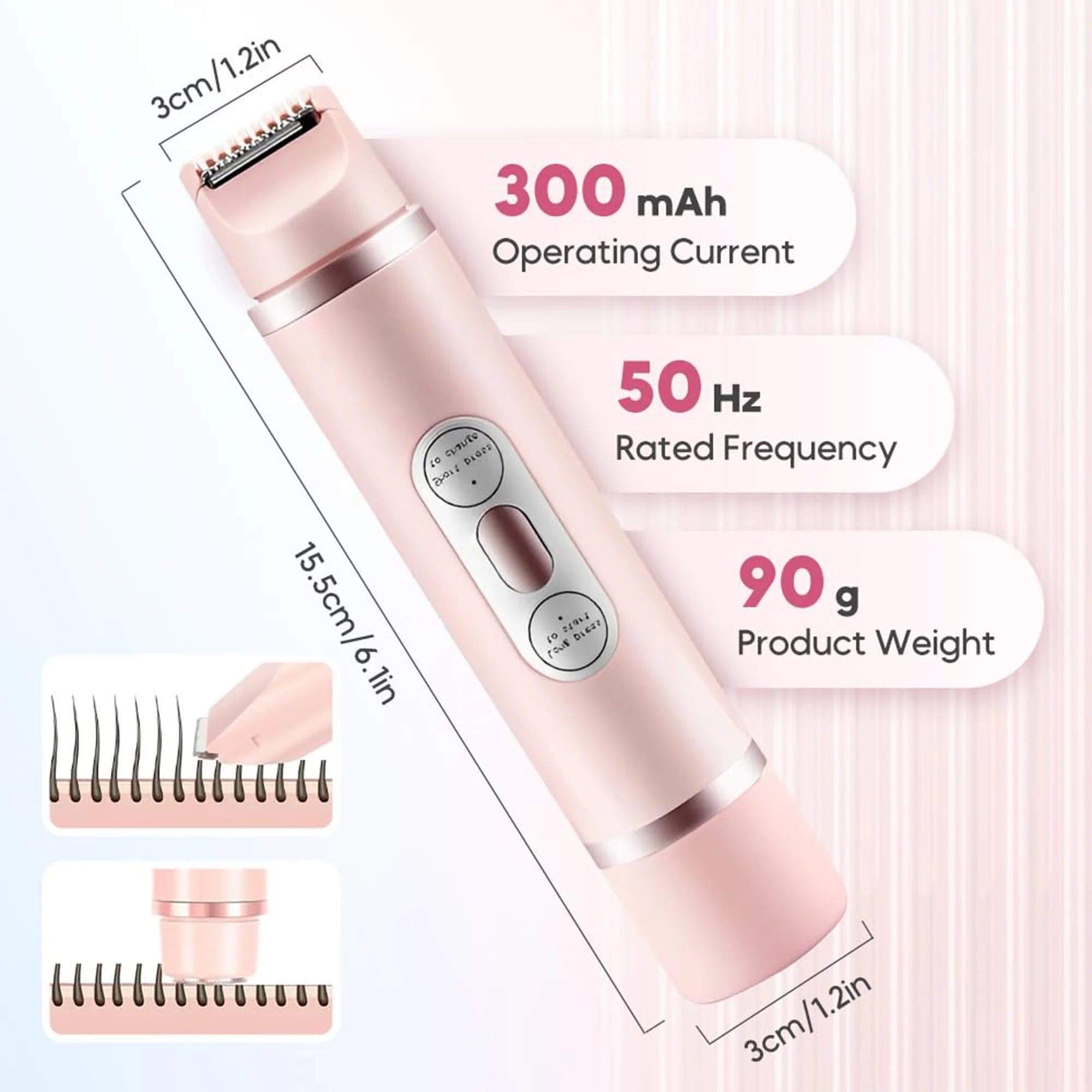 2 in 1 Bikini Trimmer for Women - Body / Facial Hair Removal for Women, Rechargeable Dual Head Electric Razor Shaver for Bikini Underarm Leg Arm Body Face, IPX7 Waterproof Wet & Dry Use