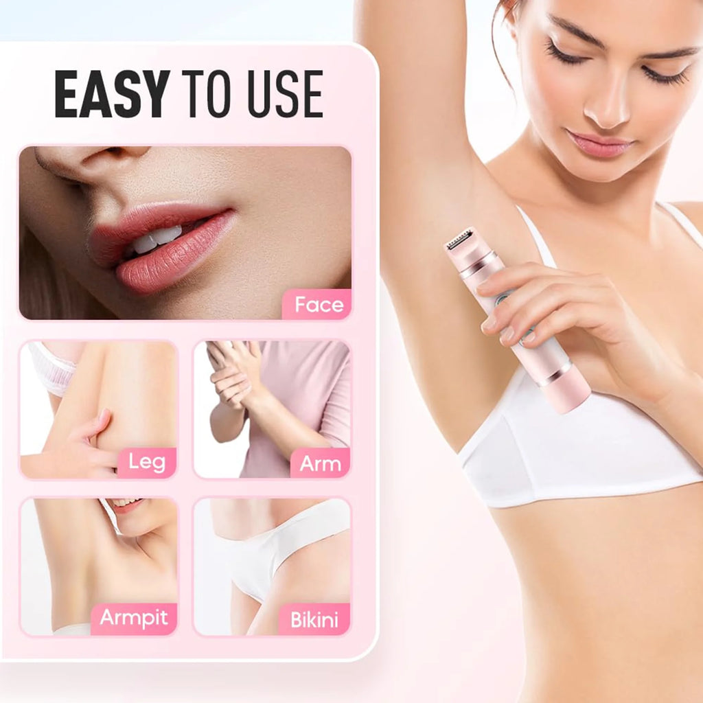 2 in 1 Bikini Trimmer for Women - Body / Facial Hair Removal for Women, Rechargeable Dual Head Electric Razor Shaver for Bikini Underarm Leg Arm Body Face, IPX7 Waterproof Wet & Dry Use