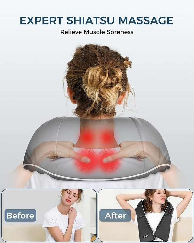 Alljoy Shiatsu Back and Neck Massager with Heat, Adjustable for Men, Women, Mom, Dad, Gift for Valentine'S Day, Comfortable Neck Massage