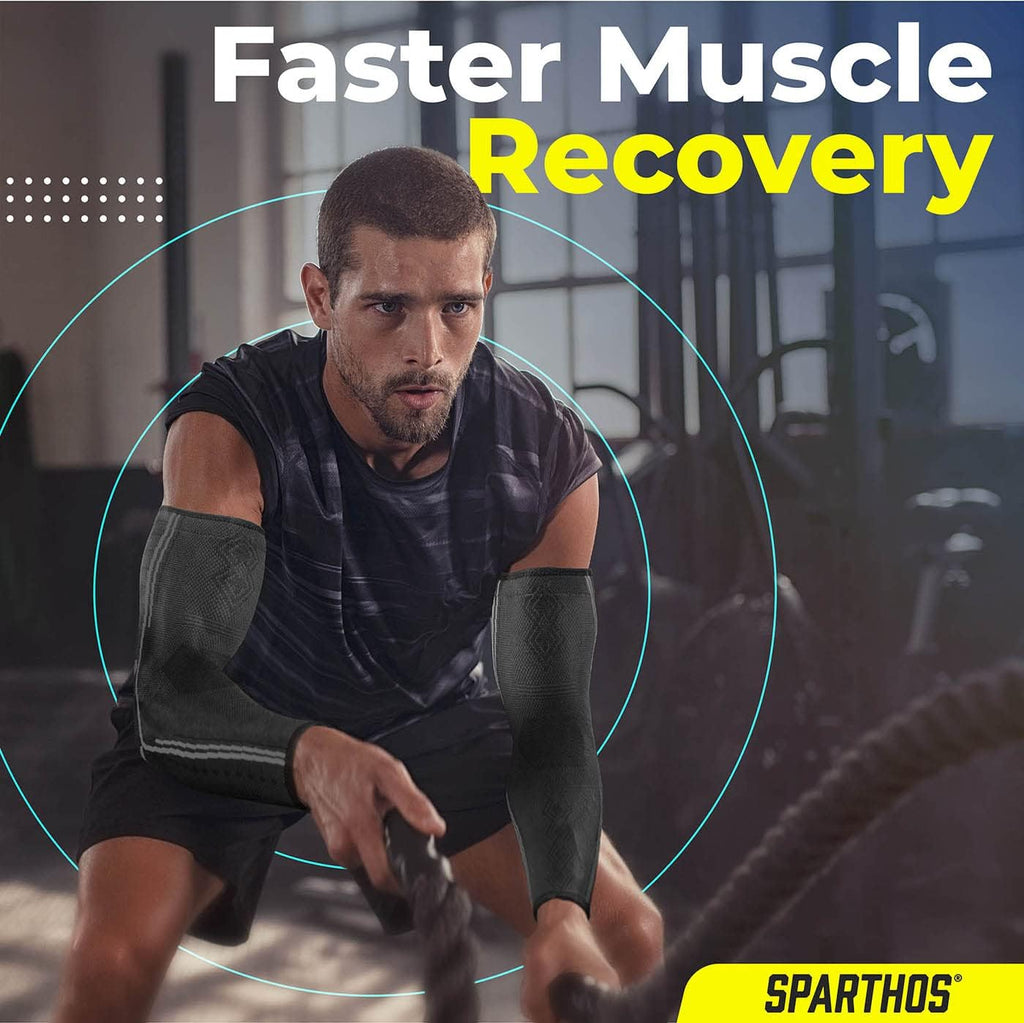 Arm Compression Sleeves - Aid in Recovery and Support Active Lifestyle - Innovative Breathable Elastic Blend