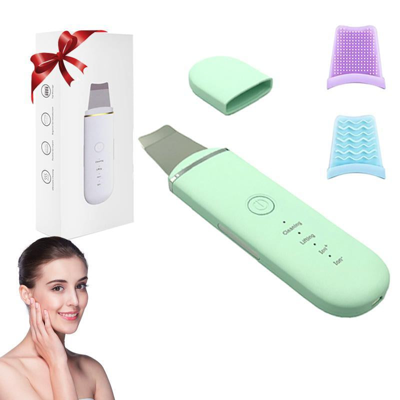 Rechargeable Ultrasonic Skin Scrubber, USB Rechargeable Facial Cleaner with High-Frequency Vibration Massage, Facial Skin Care Tool for Women, Christmas Gift, Stocking Fillers, New Year Gifts, Winter Gift