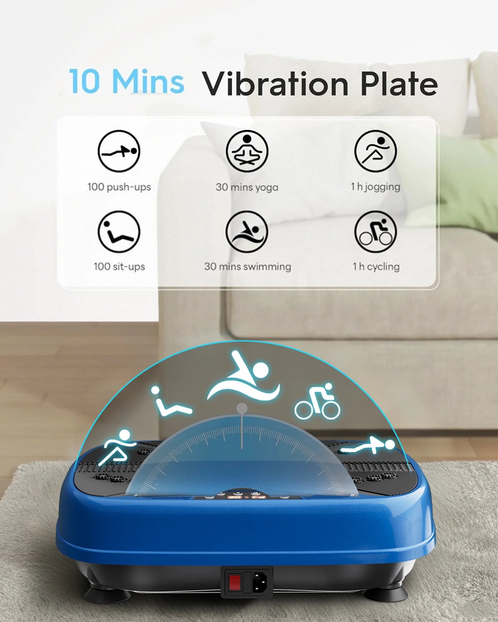 Vibration Exercise Machine, Power Waver Vibration Plate Platform for Lymphatic Drainage Whole Body，With 2 Resistance Bands, 120 Levels