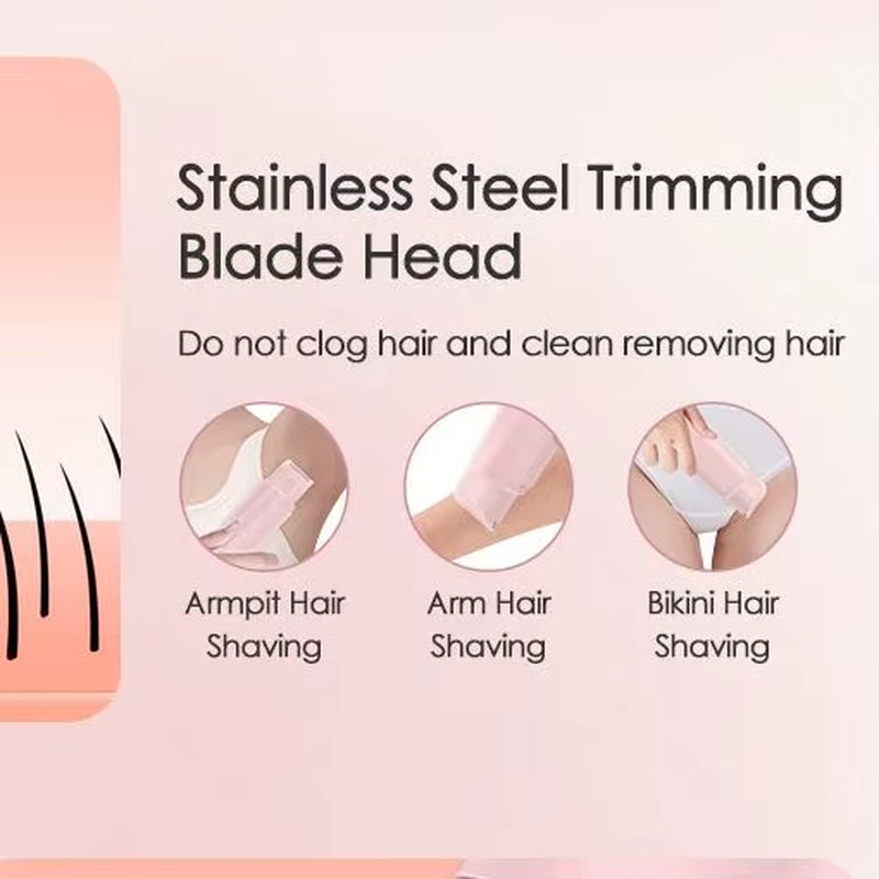 Electric Shaver for Women Waterproof Wet & Dry Hair Razors 2 in 1 Double Head Dual Bikini Hair Trimmer Detachable Head Shaver
