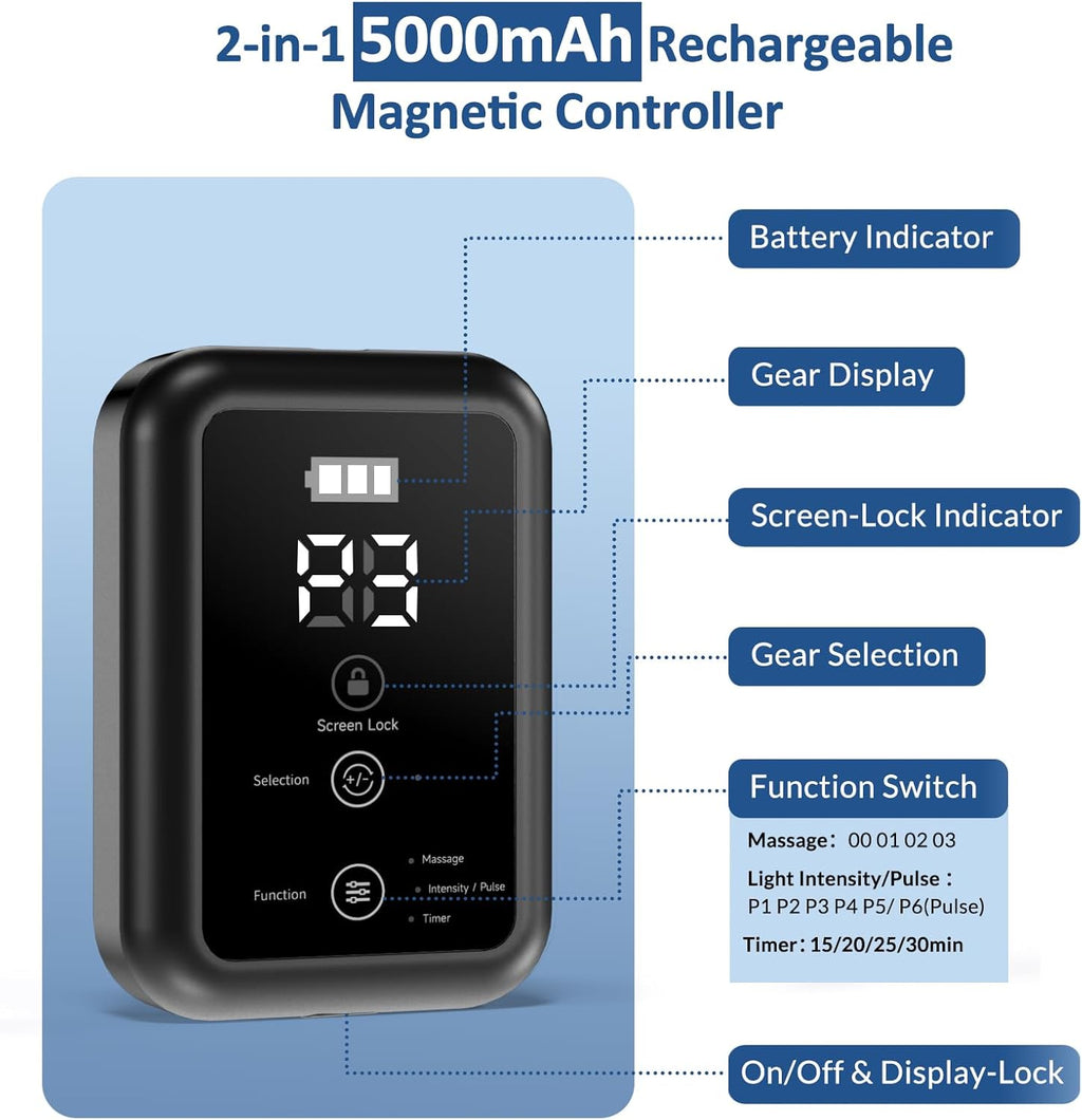 Cordless Rechargeable Red Light Therapy Belt, Wearable Infrared Light Therapy Belt with Quiet Massage & Vibration, Pulse Heating Red Light Therapy for Body, Muscle, Back, Joint Pain Relief