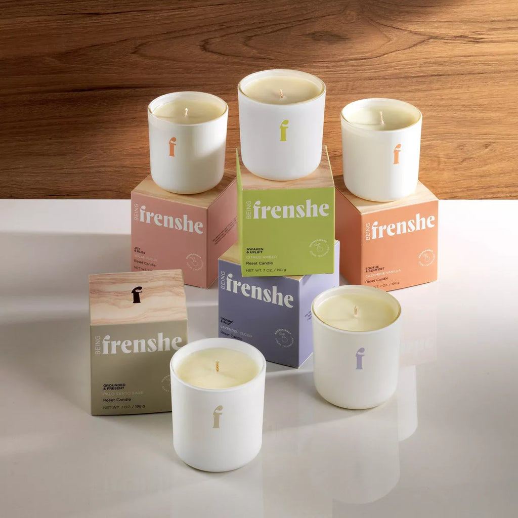 Being Frenshe Coconut & Soy Wax Reset Candle with Essential Oils - Cashmere Vanilla - 7Oz