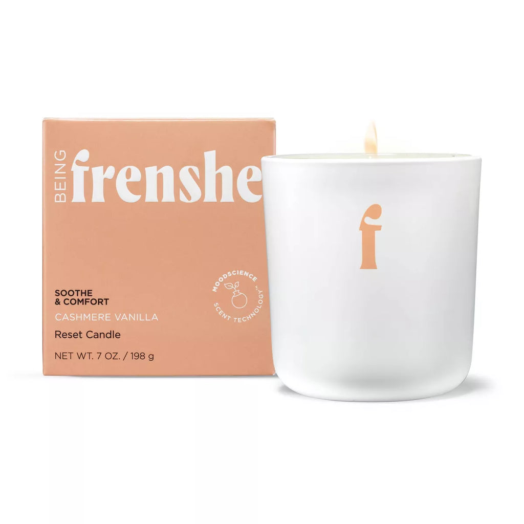 Being Frenshe Coconut & Soy Wax Reset Candle with Essential Oils - Cashmere Vanilla - 7Oz