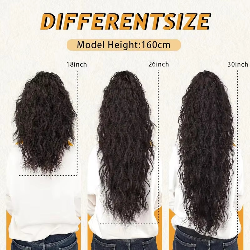 160G Heavy Ombre Black Blonde Curly Ponytail Claw Long Wavy Pony Tail Synthetic Clip in Hair Extensions Fluffy Natural Looking